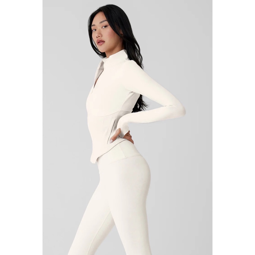 Alo Yoga Airbrush Corset Full Zip Jacket Ivory XS - Picture 2 of 14